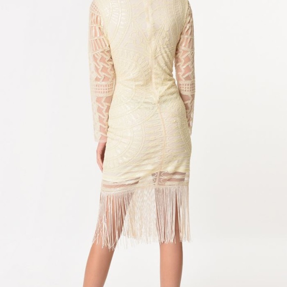 Ivory 1920's Beaded Flapper Dress Unique Vintage - Picture 2 of 2